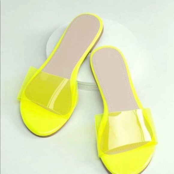 Shein Neon PVC Open Toe Slide Sandals - Picture 1 of 4